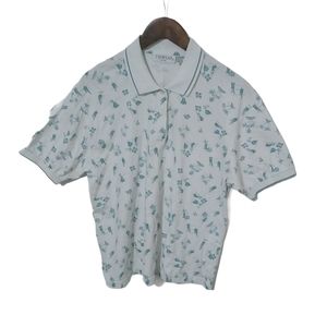 Tee Wear M White Turquoise Cotton Polo Top